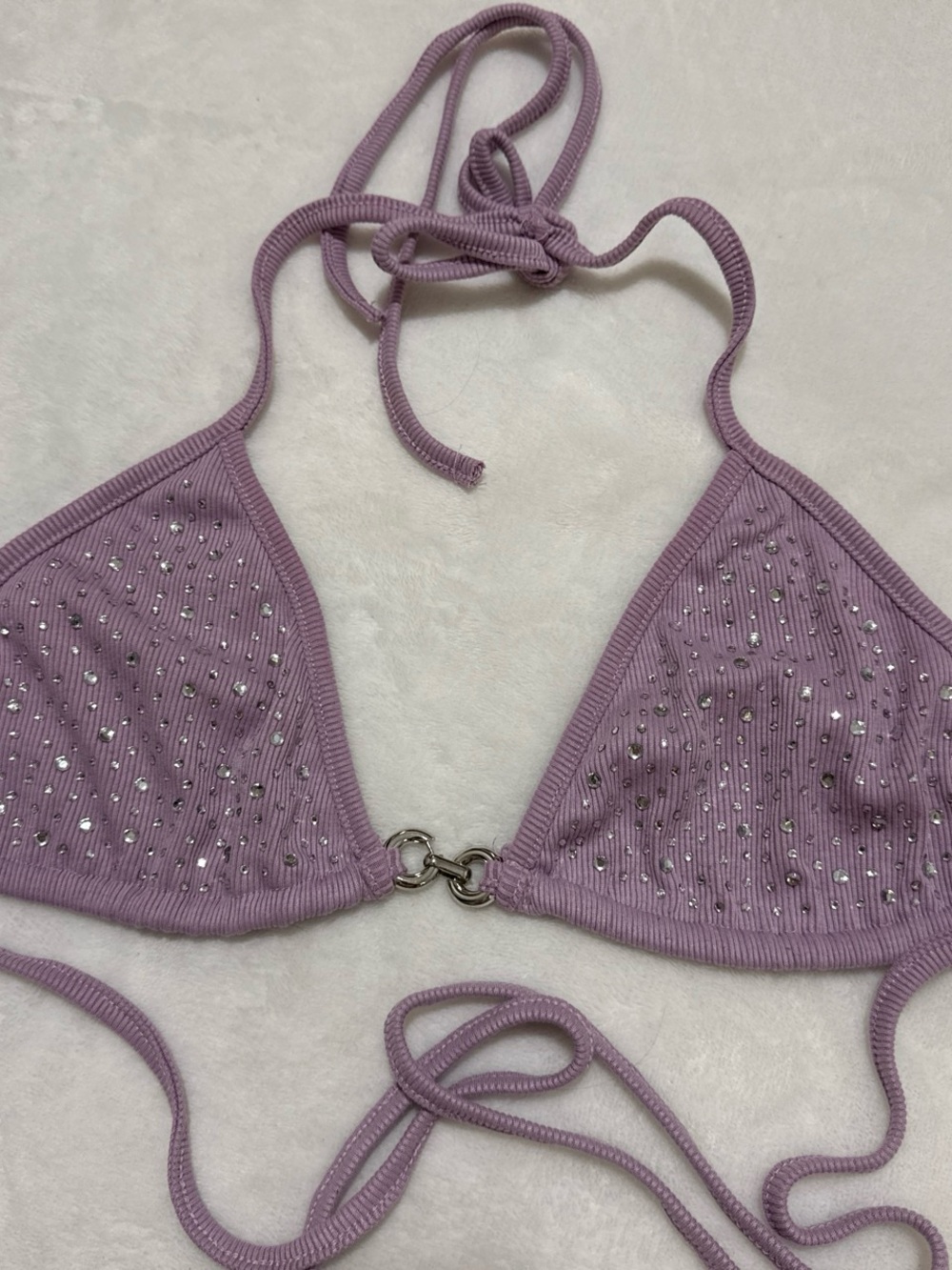 Lilac Rhinestone Triangle Bikini Top
